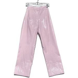 Ursime Pink Faux Leather Pants Women's Extra Large Polyester New Withi Tag